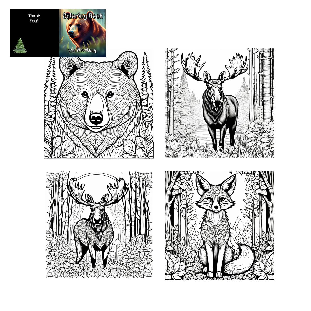 The Woodlands: A Coloring Book for Adults and Teens