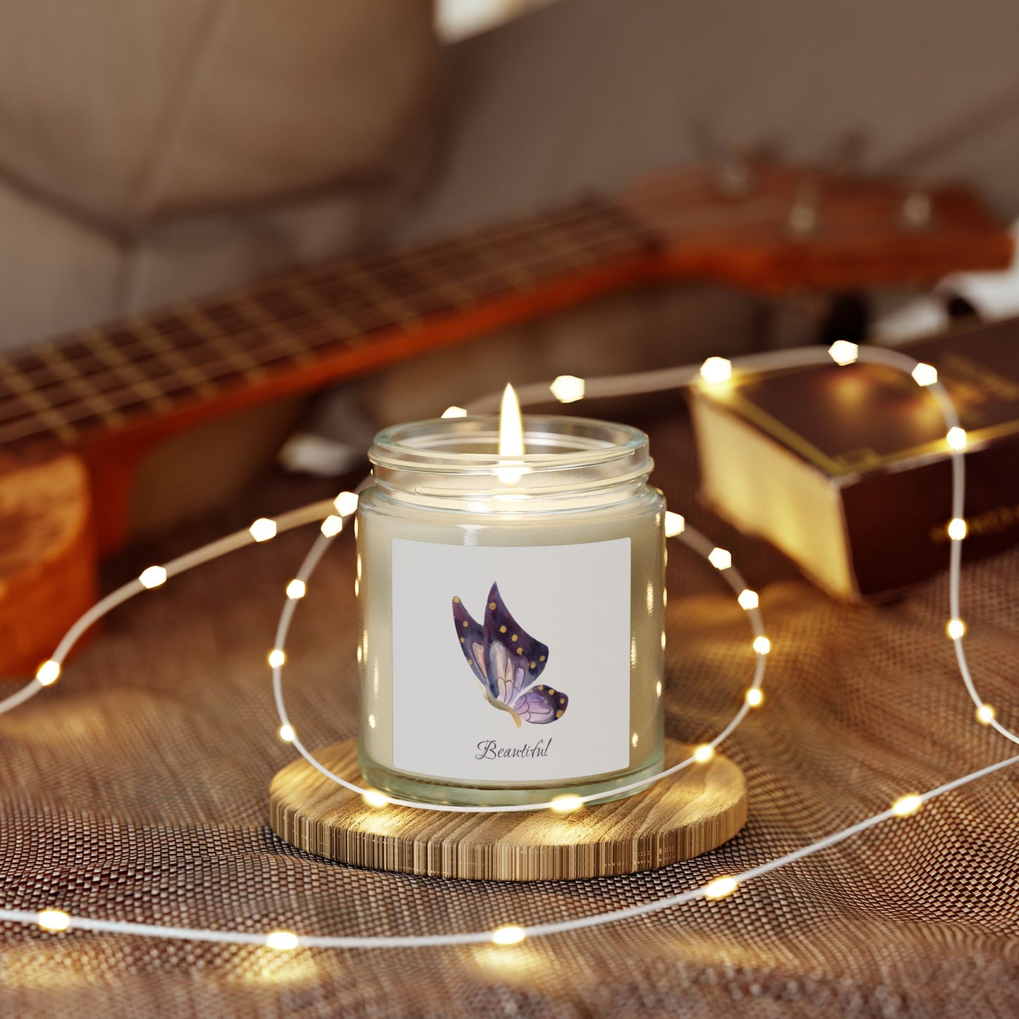 Coconut Apricot Scented Candle (4oz/9oz) — 'Beautiful' Butterfly Jar
