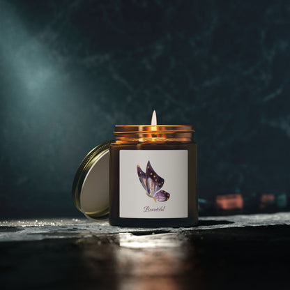 Coconut Apricot Scented Candle (4oz/9oz) — 'Beautiful' Butterfly Jar
