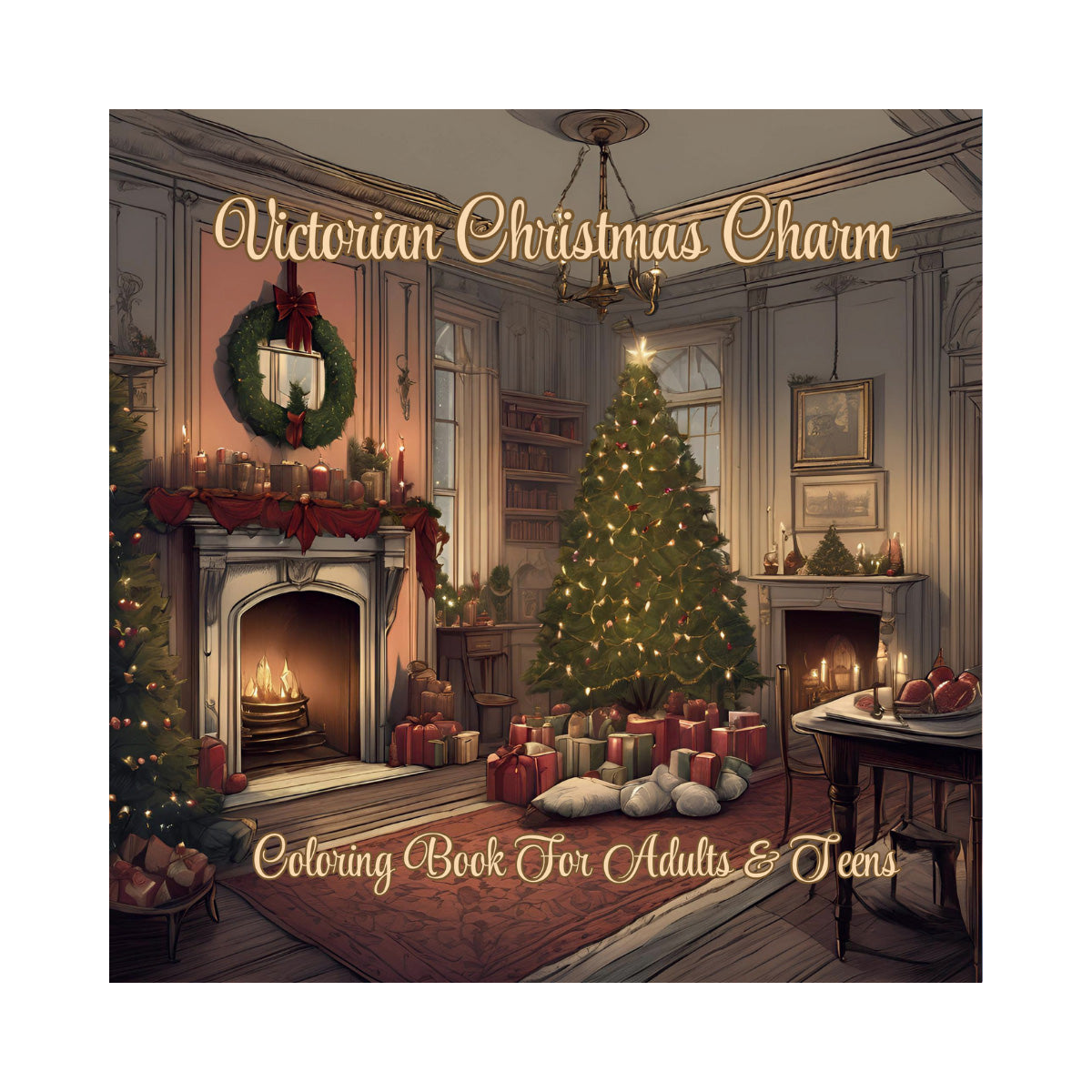 Victorian Christmas Charm: Coloring Book for Adults and Teens