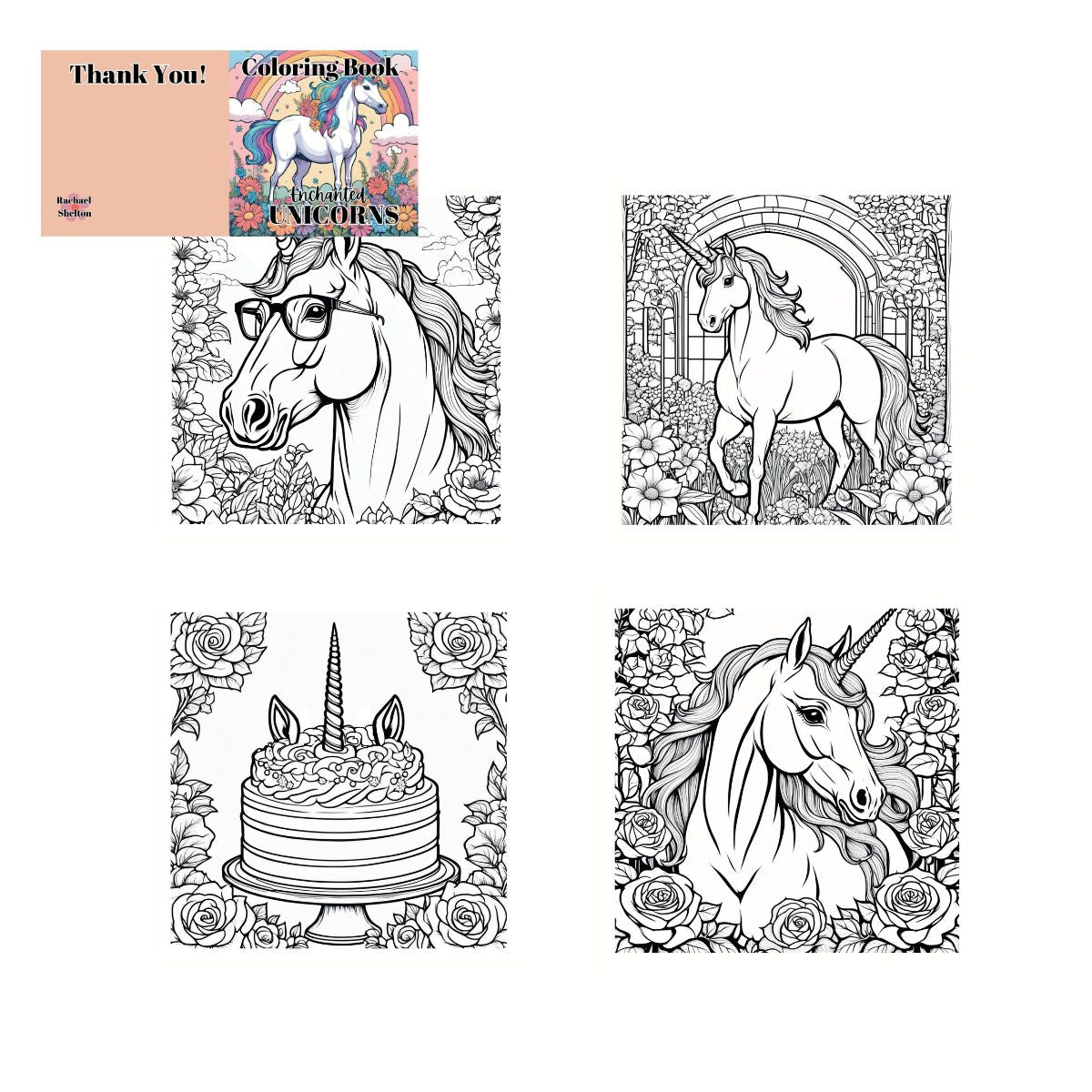 Enchanted Unicorns: Coloring Book