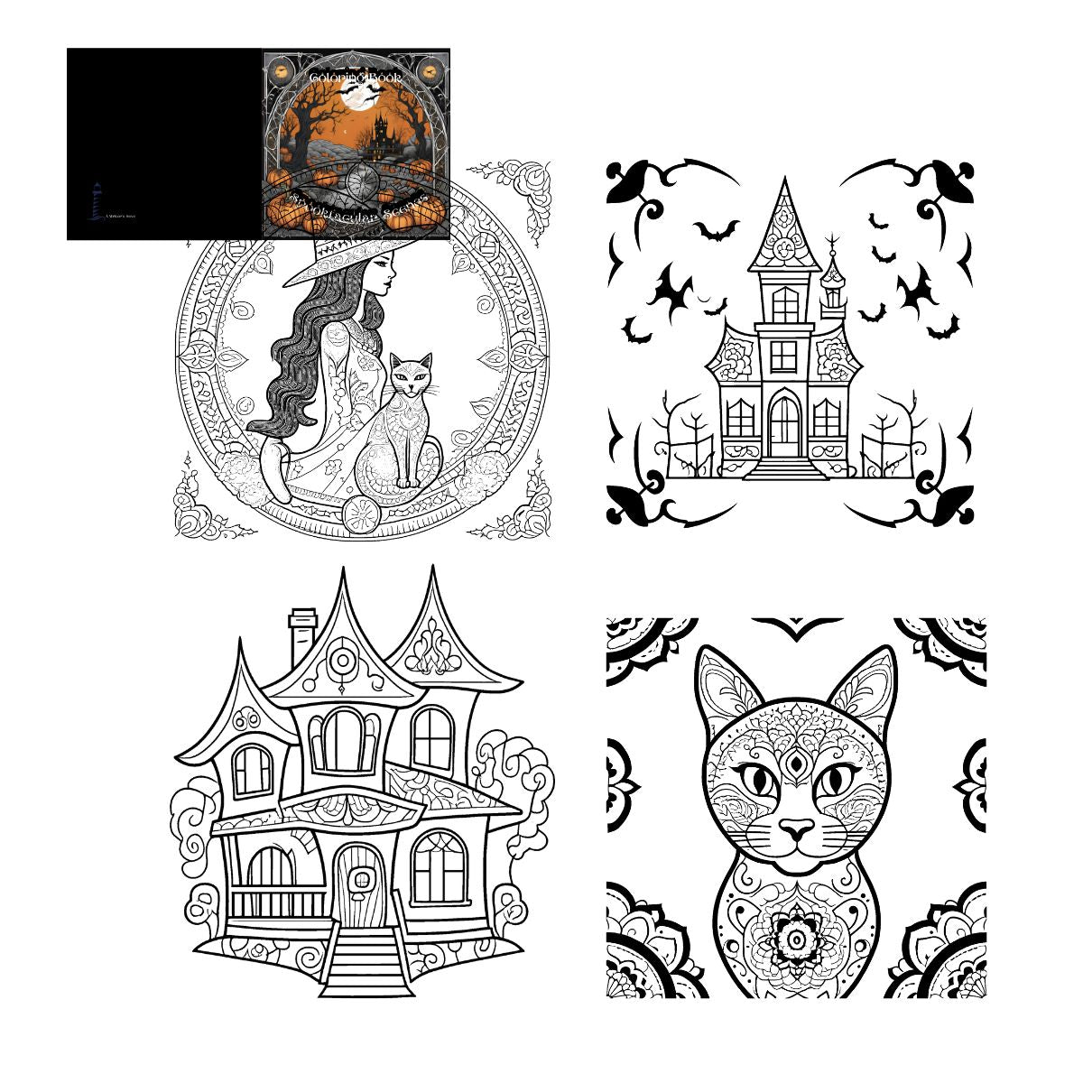 Spooktacular Scenes: Coloring book .